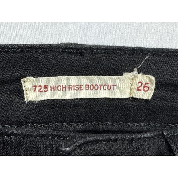Levi's 725 Women's High Rise Bootcut Black Stretch Denim Jeans - 26x32 (25x31) - Picture 4 of 7
